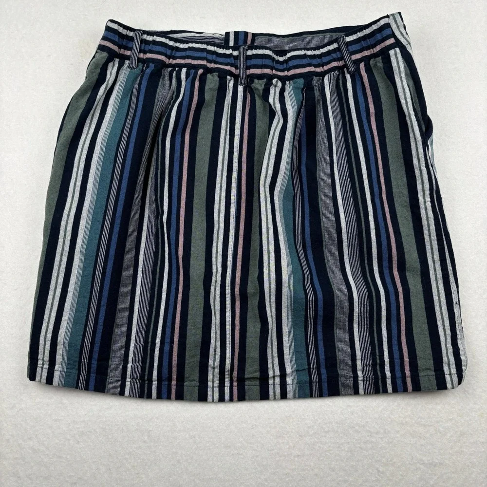 Christopher & Banks Womens Skort 12 Striped A-Line Built-in Shorts‎ Coastal